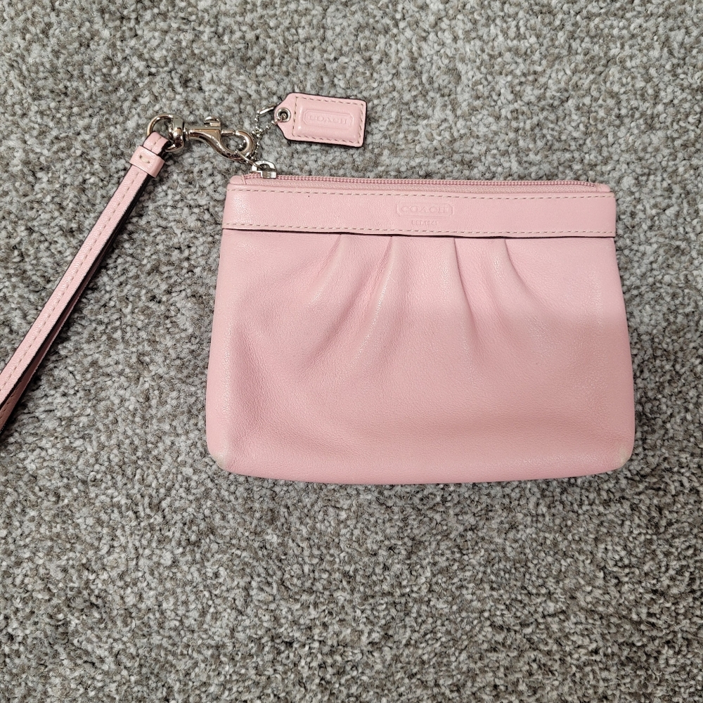 Pink Leather Coach Wristlet